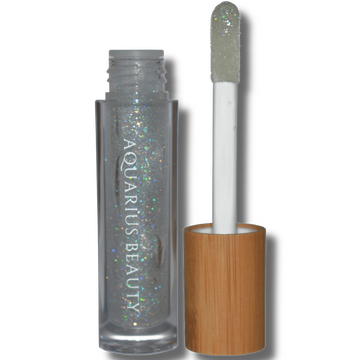 birthday cake holographic glitter lip gloss in a wand tube with doe foot