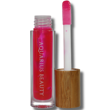 pink cherry flavored cruelty free lip gloss tube 